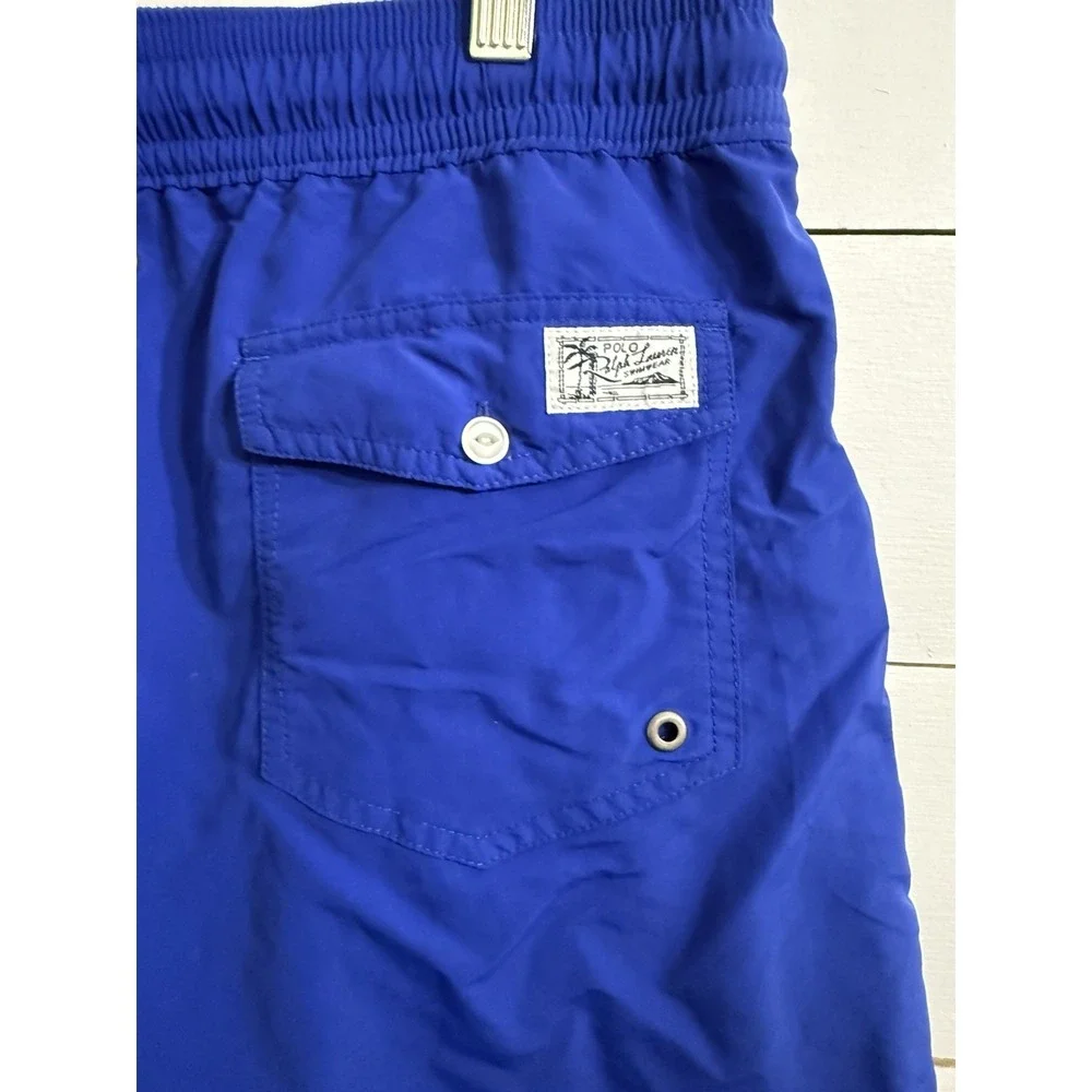 Polo‎ Ralph Lauren Swim Shorts Mens Large Trunks Royal Blue White Lined Pony